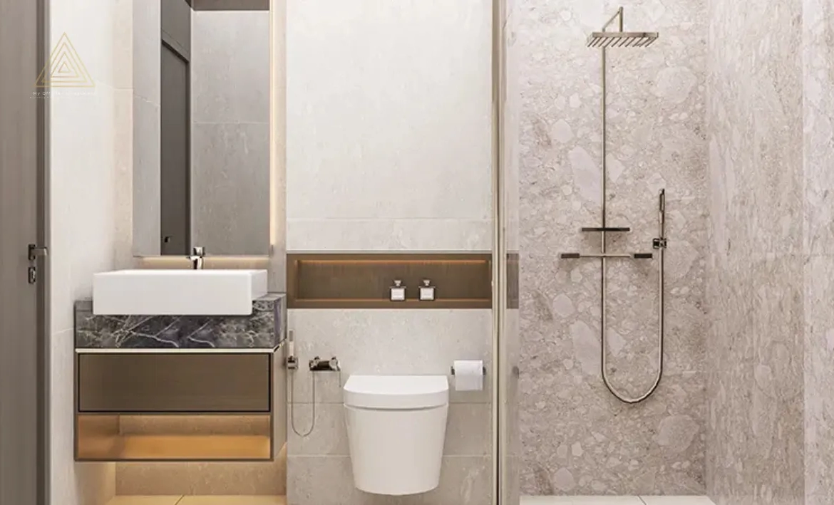 Binghatti Dawn at Jumeirah Village Circle by Binghatti Developersبن غاطي داون في قرية جميرا الدائرية من شركة بن غاطي للتطوير العقاريbathroom