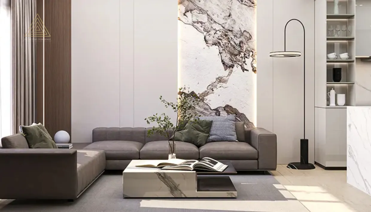 Binghatti Dawn at Jumeirah Village Circle by Binghatti Developersبن غاطي داون في قرية جميرا الدائرية من شركة بن غاطي للتطوير العقاريliving area