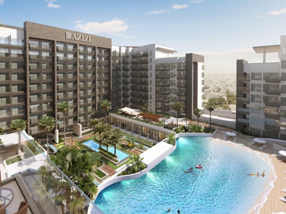 Azizi Beach Oasis at Dubai Studio City by Azizi Developmentsواحة شاطئ عزيزي في مدينة دبي للاستوديوهات من عزيزي للتطوير العقاري