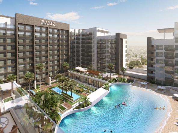 Azizi Beach Oasis at Dubai Studio City by Azizi Developmentsواحة شاطئ عزيزي في مدينة دبي للاستوديوهات من عزيزي للتطوير العقاري