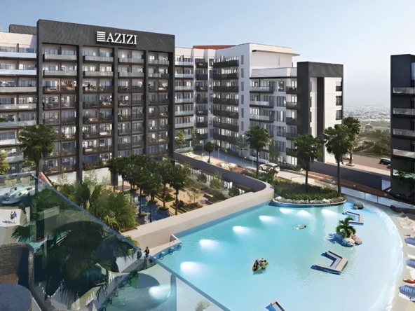 Azizi Beach Oasis at Dubai Studio City by Azizi Developersواحة شاطئ عزيزي في مدينة دبي للاستوديوهات من عزيزي للتطوير العقاري