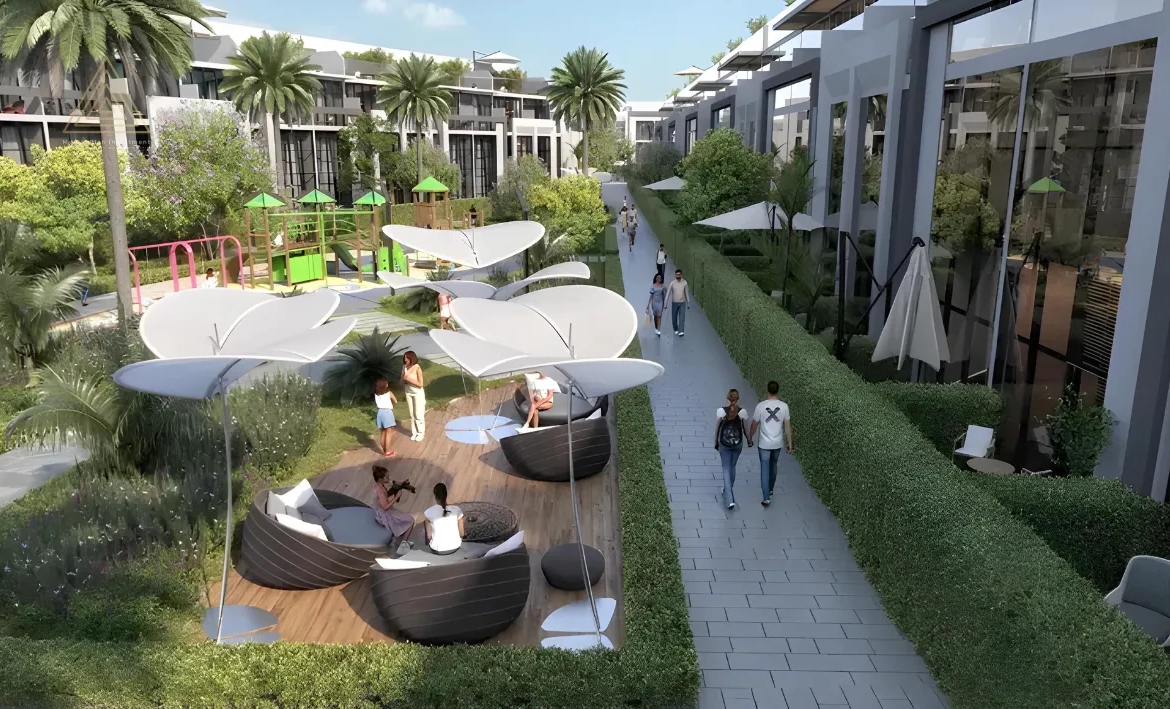 Verdana 5 at DIP by Reportage Propertiesفيردانا 5 في مجمع دبي للاستثمار من ريبورتاج العقاريةlawn