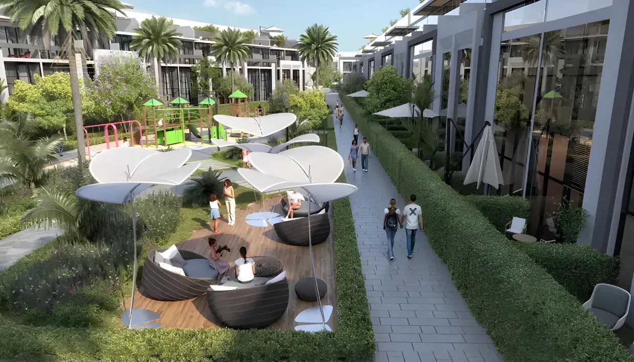 Verdana 5 at DIP by Reportage Propertiesفيردانا 5 في مجمع دبي للاستثمار من ريبورتاج العقاريةlawn