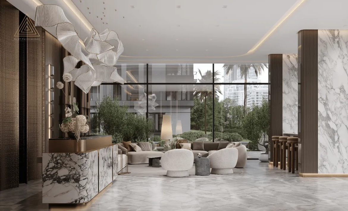 One Park Square at JVC by Iman Developerمشروع وان بارك سكوير في قرية جميرا الدائرية من تصميم شركة إيمان للتطوير العقاري LOBBY-min