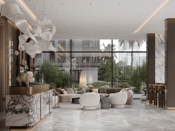 One Park Square at JVC by Iman Developerمشروع وان بارك سكوير في قرية جميرا الدائرية من تصميم شركة إيمان للتطوير العقاري LOBBY-min