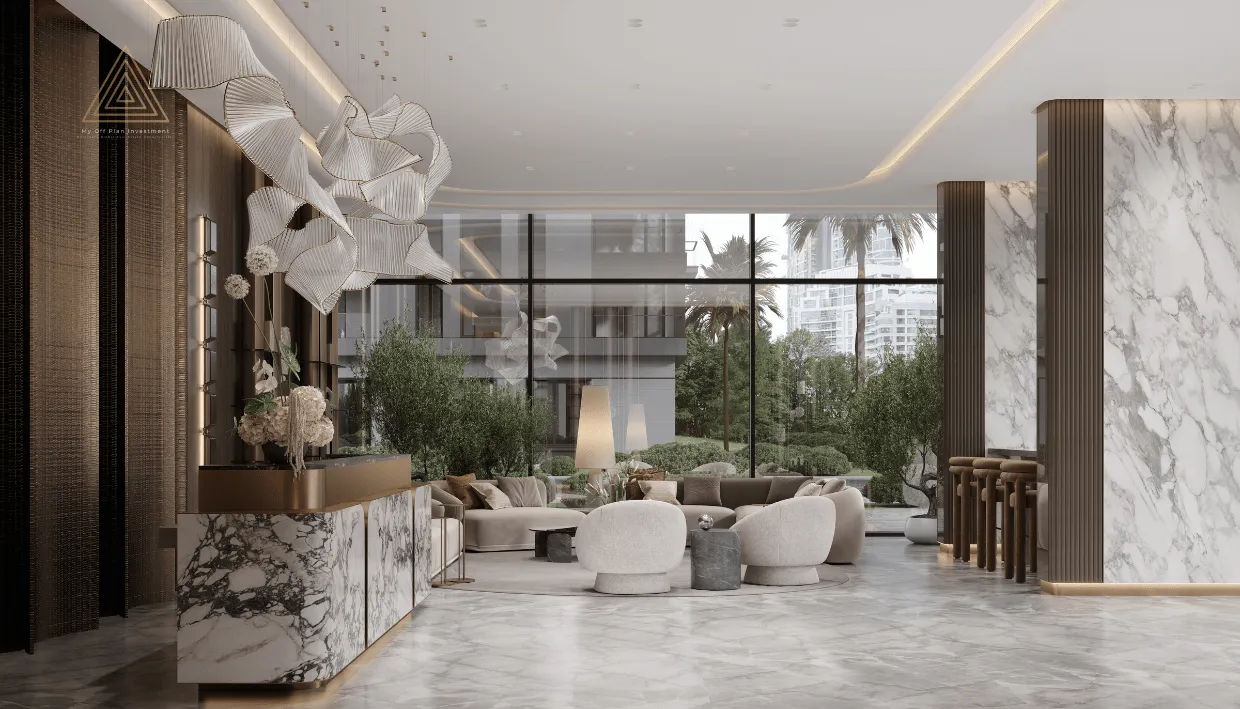 One Park Square at JVC by Iman Developerمشروع وان بارك سكوير في قرية جميرا الدائرية من تصميم شركة إيمان للتطوير العقاري LOBBY-min