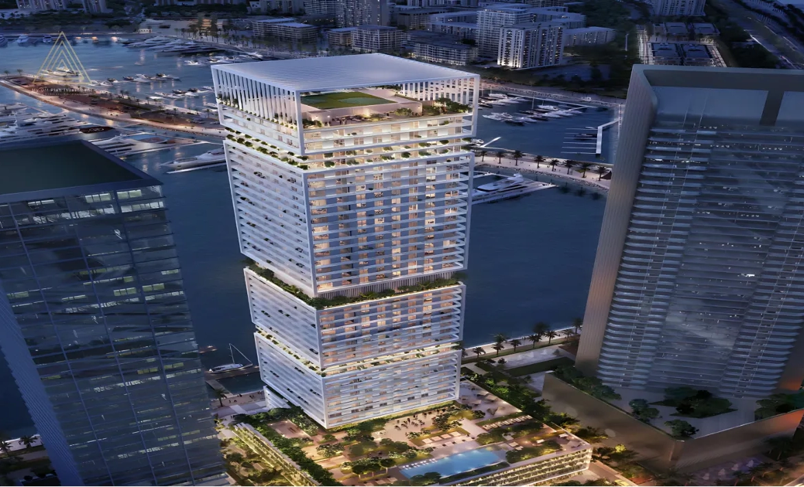 Saria Tower at Maritime City by Omniyat Propertiesبرج ساريا في ماريتايم سيتي من شركة أمنيات العقاريةnight view