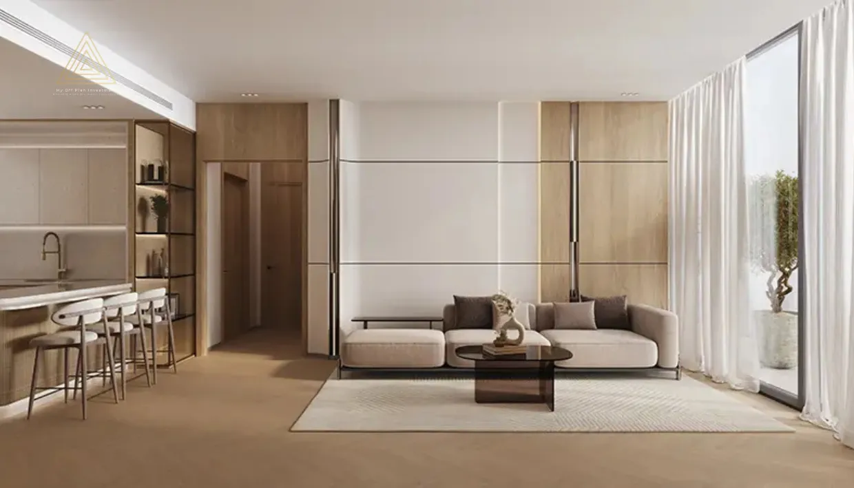 Binghatti Hillviews at Dubai Science Park by Binghatti Developersبن غاطي هيلفيوز في مجمع دبي للعلوم من شركة بن غاطي للتطوير العقاريliving room