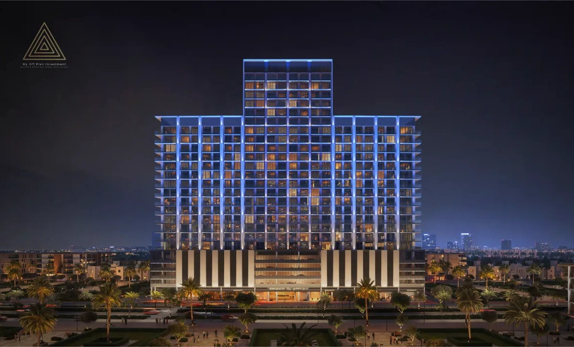 Binghatti Ruby Tower at Jumeirah Village Circle by Binghatti Developerبرج بينغاتي روبي في قرية جميرا سيركل من شركة بينغاتي للتطوير العقاريbuilding