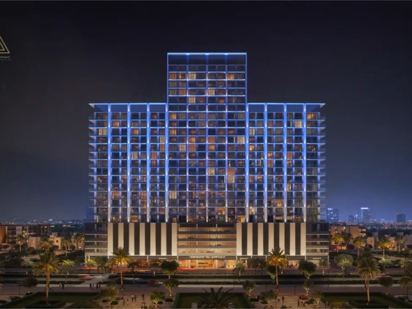 Binghatti Ruby Tower at Jumeirah Village Circle by Binghatti Developerبرج بينغاتي روبي في قرية جميرا سيركل من شركة بينغاتي للتطوير العقاريbuilding