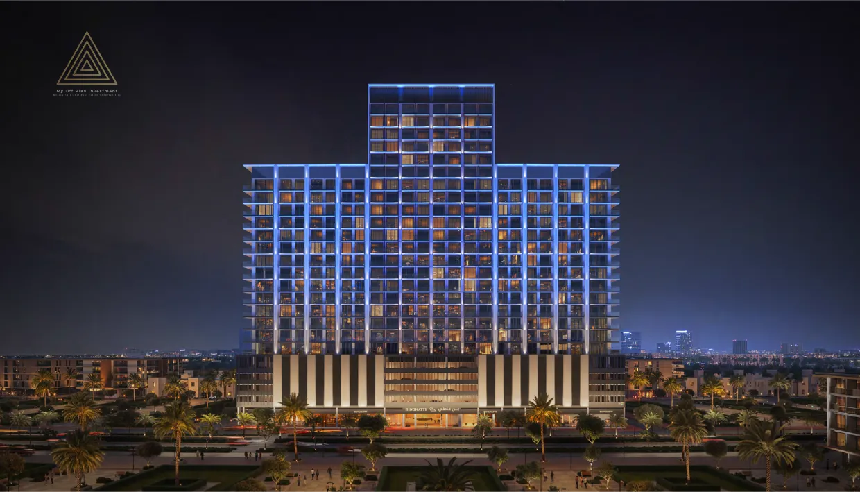 Binghatti Ruby Tower at Jumeirah Village Circle by Binghatti Developerبرج بينغاتي روبي في قرية جميرا سيركل من شركة بينغاتي للتطوير العقاريbuilding