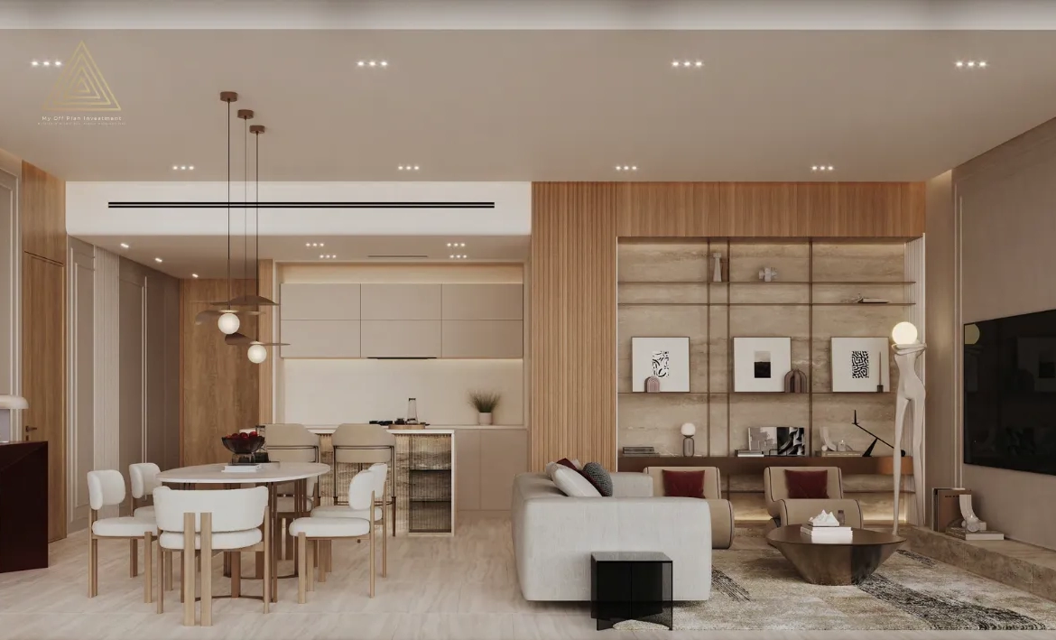 Binghatti Ruby Tower at Jumeirah Village Circle by Binghatti Developerبرج بينغاتي روبي في قرية جميرا سيركل من شركة بينغاتي للتطوير العقاريliving room