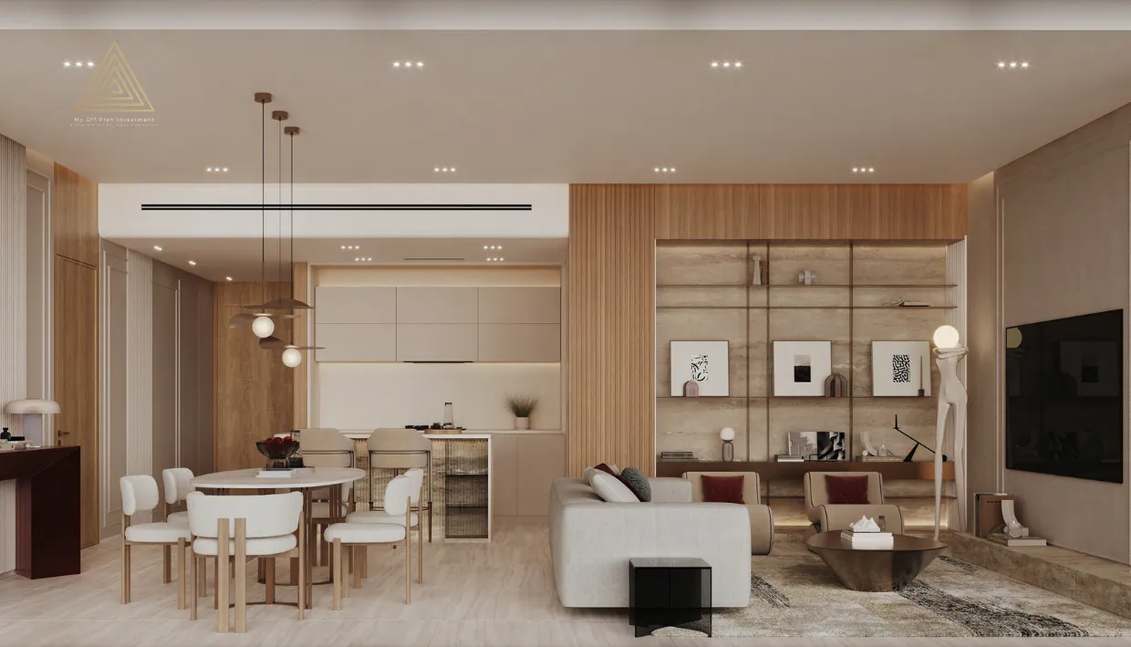 Binghatti Ruby Tower at Jumeirah Village Circle by Binghatti Developerبرج بينغاتي روبي في قرية جميرا سيركل من شركة بينغاتي للتطوير العقاريliving room