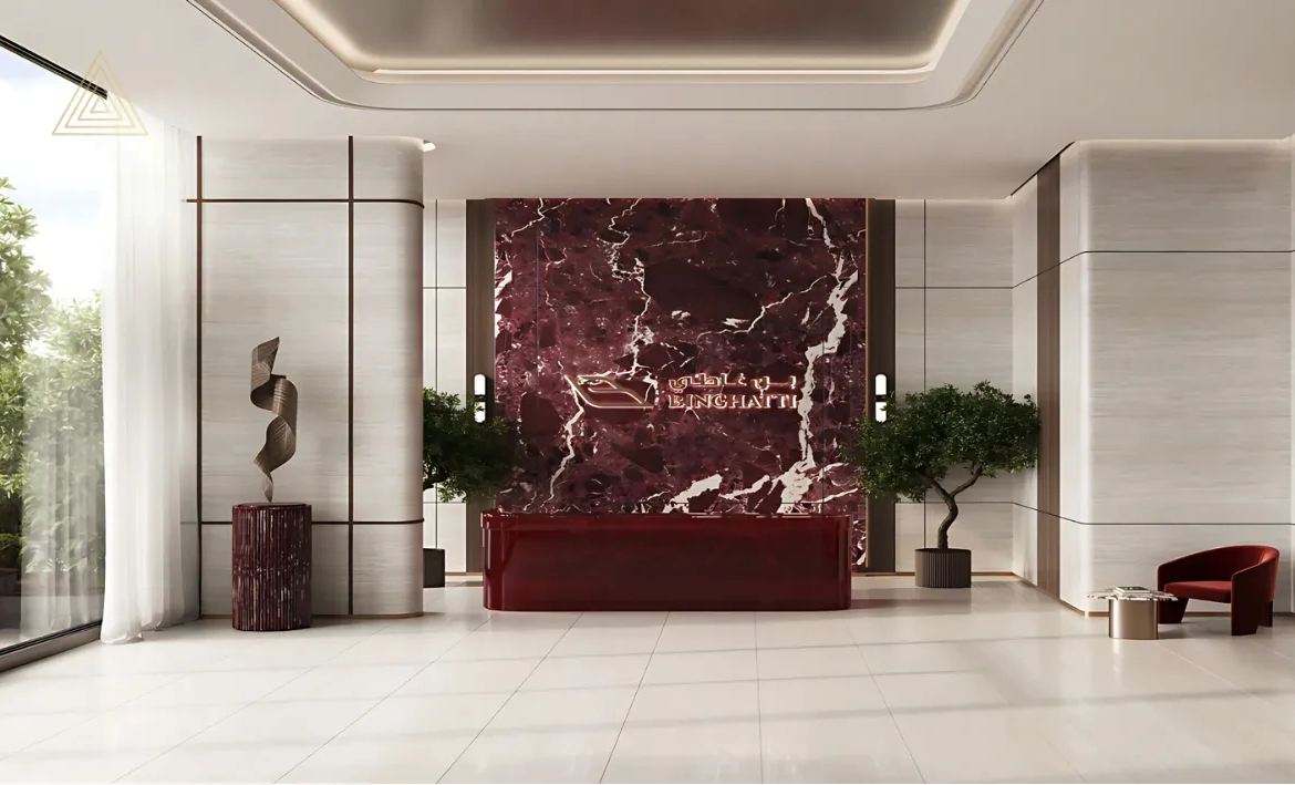 Binghatti Ruby Tower at Jumeirah Village Circle by Binghatti Developerبرج بينغاتي روبي في قرية جميرا سيركل من شركة بينغاتي للتطوير العقاريlobby