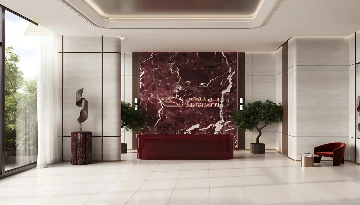 Binghatti Ruby Tower at Jumeirah Village Circle by Binghatti Developerبرج بينغاتي روبي في قرية جميرا سيركل من شركة بينغاتي للتطوير العقاريlobby