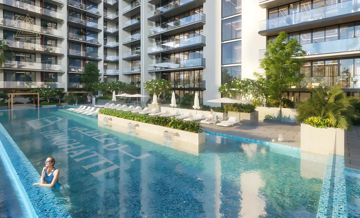 Binghatti Ruby Tower at Jumeirah Village Circle by Binghatti Developerبرج بينغاتي روبي في قرية جميرا سيركل من شركة بينغاتي للتطوير العقاريswimming pool