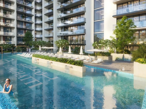 Binghatti Ruby Tower at Jumeirah Village Circle by Binghatti Developerبرج بينغاتي روبي في قرية جميرا سيركل من شركة بينغاتي للتطوير العقاريswimming pool
