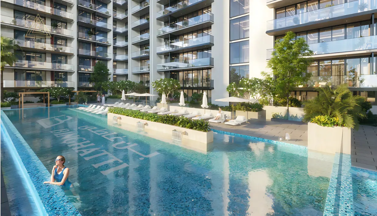 Binghatti Ruby Tower at Jumeirah Village Circle by Binghatti Developerبرج بينغاتي روبي في قرية جميرا سيركل من شركة بينغاتي للتطوير العقاريswimming pool