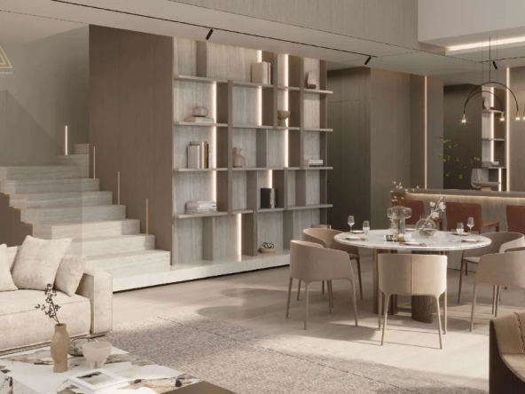 Gharbi 2 Residences at JVC by Rabdan Real Estate Developmentمساكن غربي 2 في قرية جميرا الدائرية من ربدان للتطوير العقاري.dinning in living