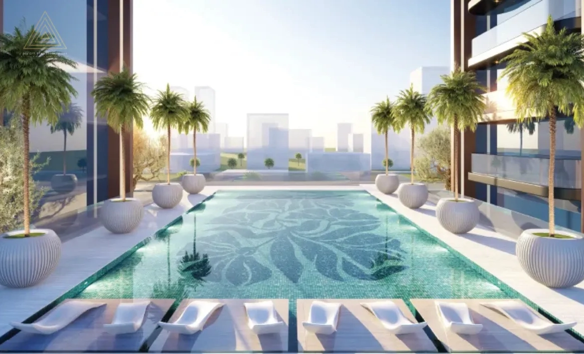Guzel Towers at JVT, Dubai by Tiger Propertiesأبراج جوزيل في قرية جميرا تراينجل، دبي من شركة تايجر العقارية pool