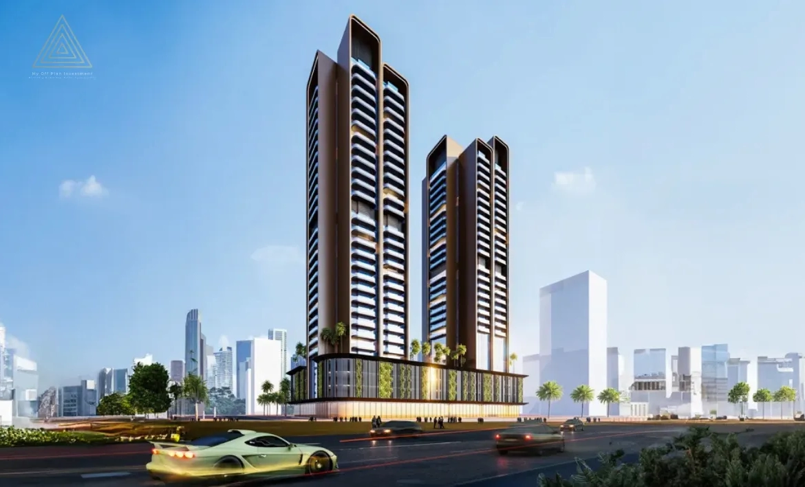 Guzel Towers at JVT, Dubai by Tiger Propertiesأبراج جوزيل في قرية جميرا تراينجل، دبي من شركة تايجر العقاريةbuilding