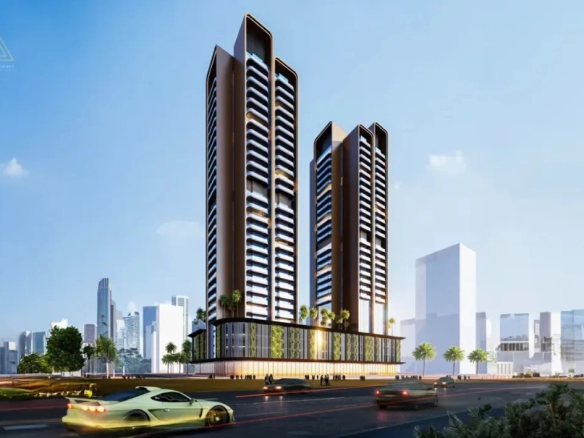 Guzel Towers at JVT, Dubai by Tiger Propertiesأبراج جوزيل في قرية جميرا تراينجل، دبي من شركة تايجر العقاريةbuilding