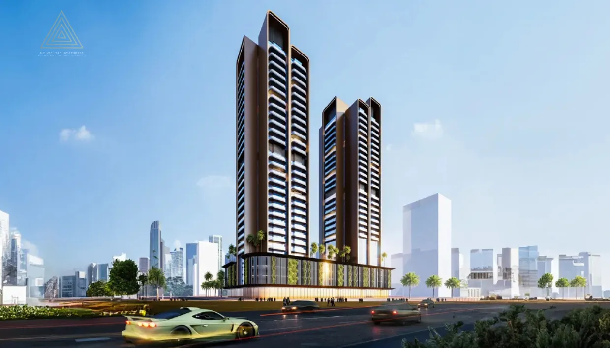 Guzel Towers at JVT, Dubai by Tiger Propertiesأبراج جوزيل في قرية جميرا تراينجل، دبي من شركة تايجر العقاريةbuilding