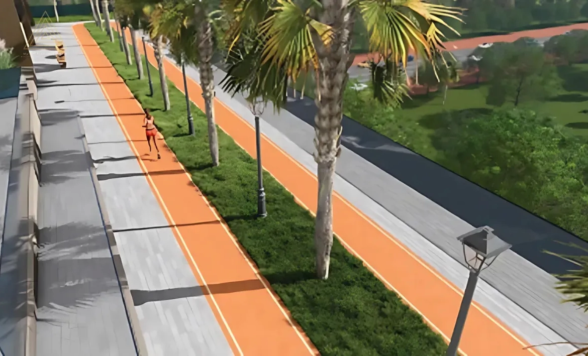 Guzel Towers at JVT, Dubai by Tiger Propertiesأبراج جوزيل في قرية جميرا تراينجل، دبي من شركة تايجر العقاريةjogging track