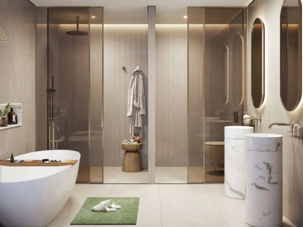 Mamsha Gardens at Saadiyat Island, Abu Dhabi by Aldarالممشى جاردنز في جزيرة السعديات، أبوظبي من الدارbathroom