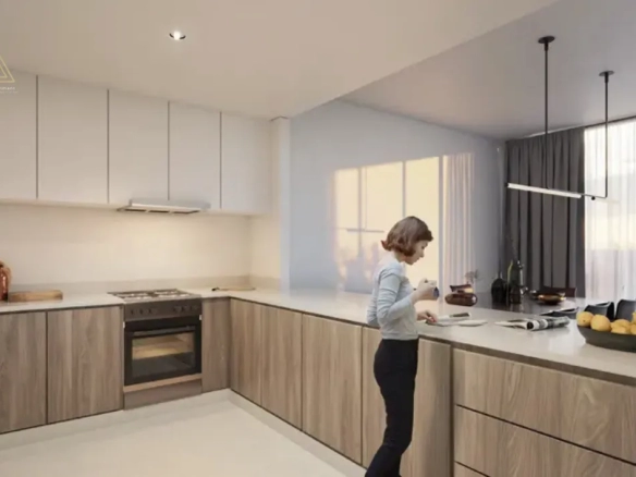 Nesba 2 at Aljada, Sharjah by Arada Developerنسبا 2 في الجادة، الشارقة من أراد للتطوير العقاريopen kitchen