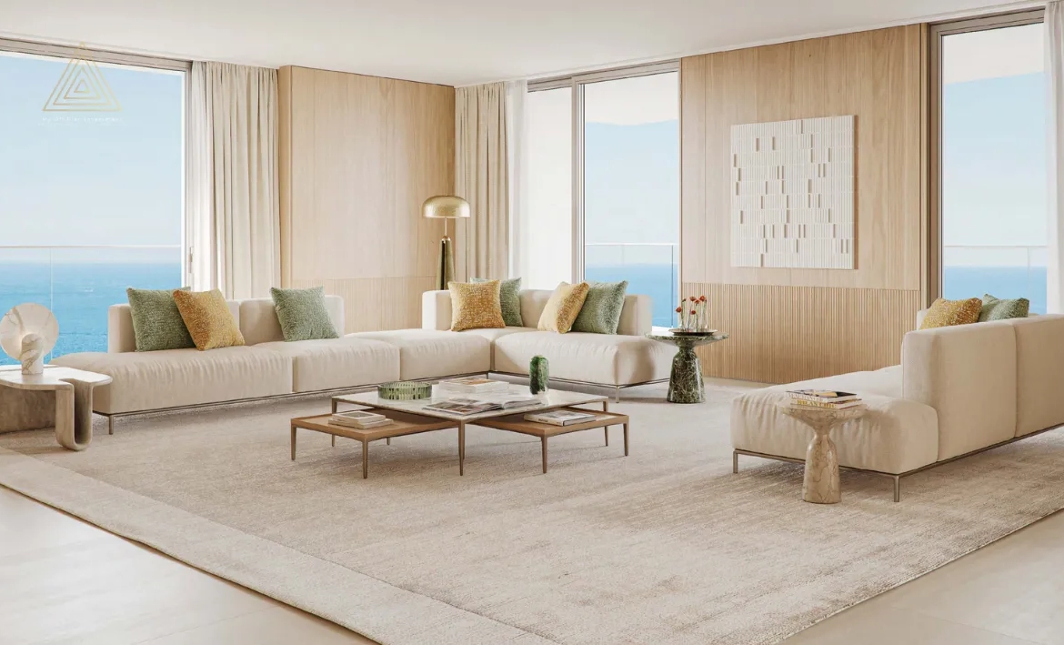 Orise by Beyond at Jumeirah Peninsula Bay - Omniyat Propertiesأوريس باي بيوند في خليج شبه جزيرة جميرا - أمنيات العقاريةliving room