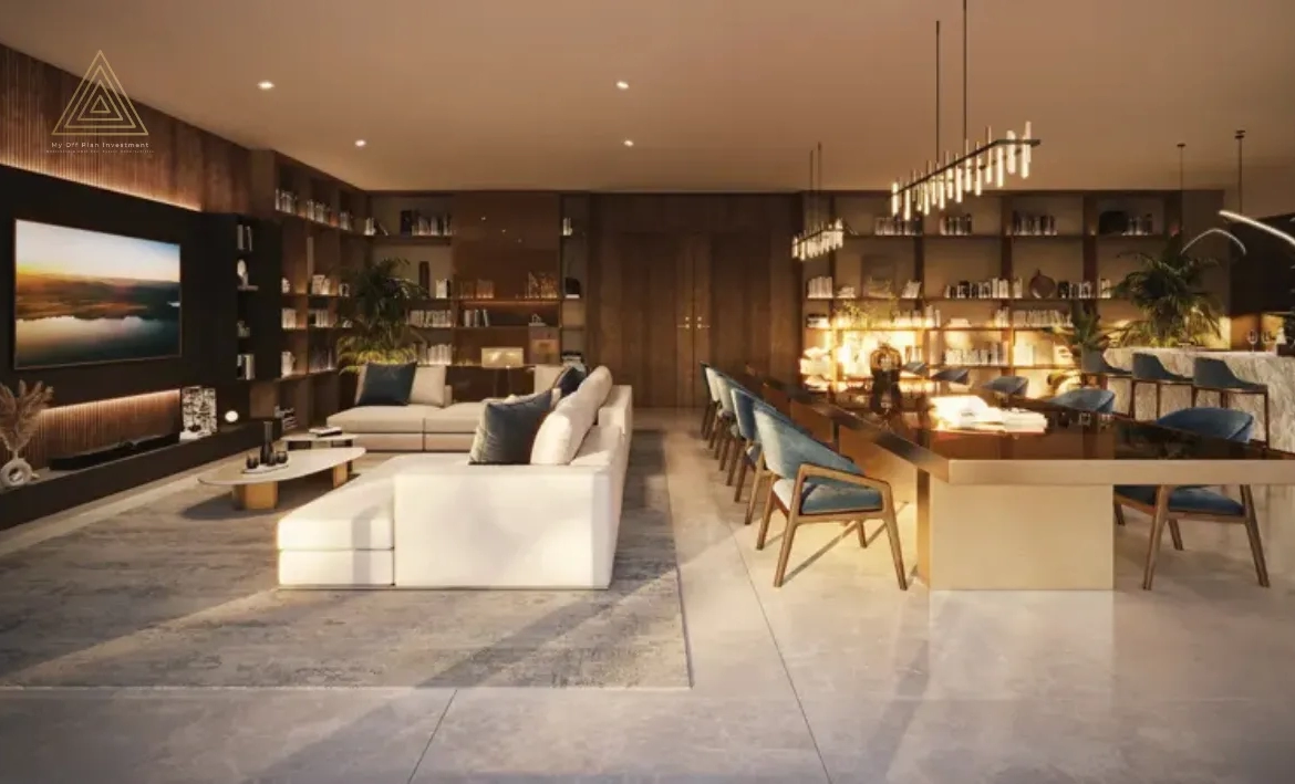 Sama Yas at Yas Park Island, Abu Dhabi by Aldar Propertiesسما ياس في جزيرة ياس بارك، أبوظبي من الدار العقاريةliving room
