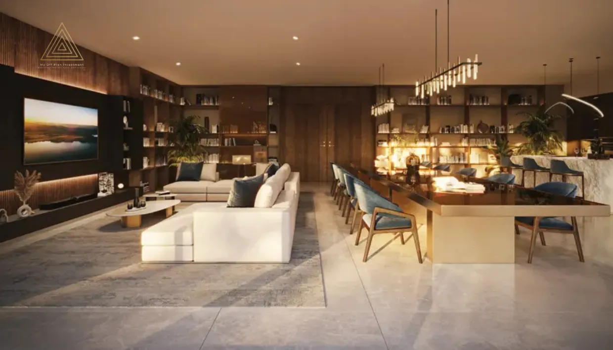 Sama Yas at Yas Park Island, Abu Dhabi by Aldar Propertiesسما ياس في جزيرة ياس بارك، أبوظبي من الدار العقاريةliving room