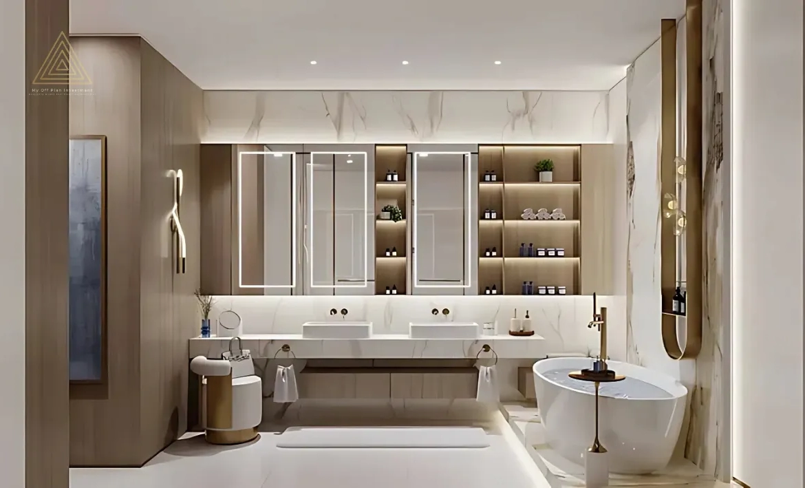 Sunset Bay at Dubai Islands by Imtiaz Developmentsسانسيت باي في جزر دبي من شركة امتياز للتطوير العقاري.bathroom
