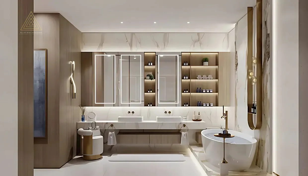 Sunset Bay at Dubai Islands by Imtiaz Developmentsسانسيت باي في جزر دبي من شركة امتياز للتطوير العقاري.bathroom