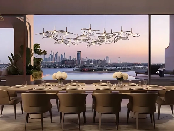 The Alba Residences Dorchester Collection at Palm Jumeirah by Omniyatمجموعة ألبا ريزيدنسز دورشيستر في نخلة جميرا من أمنياتdinning area