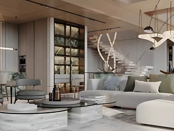 The Alba Residences Dorchester Collection at Palm Jumeirah by Omniyatمجموعة ألبا ريزيدنسز دورشيستر في نخلة جميرا من أمنياتliving area