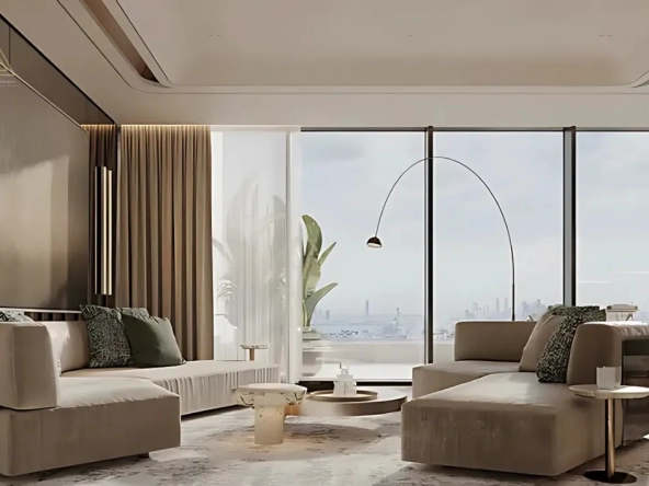 The Alba Residences Dorchester Collection at Palm Jumeirah by Omniyatمجموعة ألبا ريزيدنسز دورشيستر في نخلة جميرا من أمنياتliving room