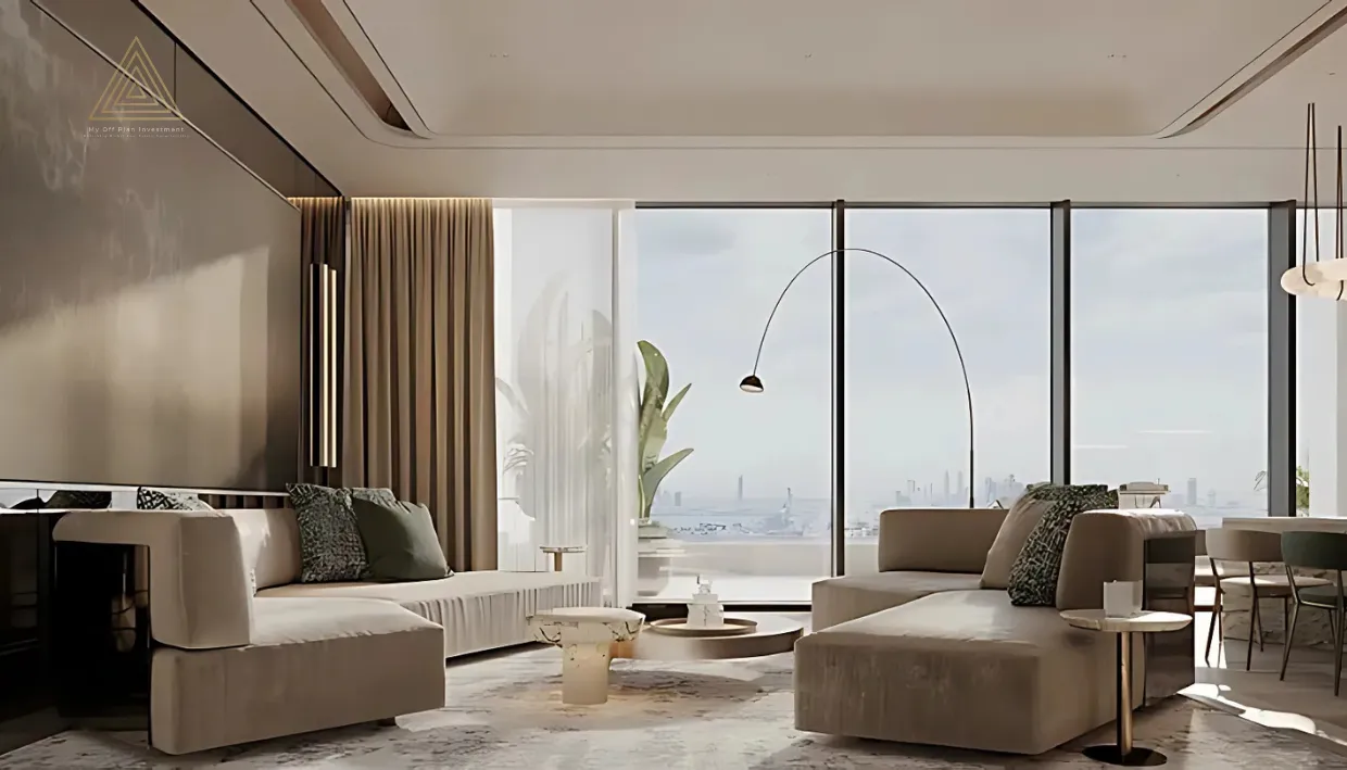 The Alba Residences Dorchester Collection at Palm Jumeirah by Omniyatمجموعة ألبا ريزيدنسز دورشيستر في نخلة جميرا من أمنياتliving room