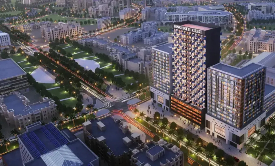 Binghatti Crest at JVC, Dubai by Binghatti Developersبن غاطي كريست في قرية جميرا الدائرية، دبي من شركة بن غاطي للتطوير العقاريbuilding