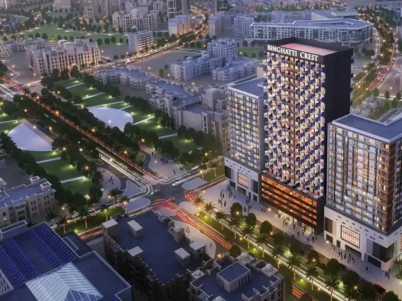 Binghatti Crest at JVC, Dubai by Binghatti Developersبن غاطي كريست في قرية جميرا الدائرية، دبي من شركة بن غاطي للتطوير العقاريbuilding