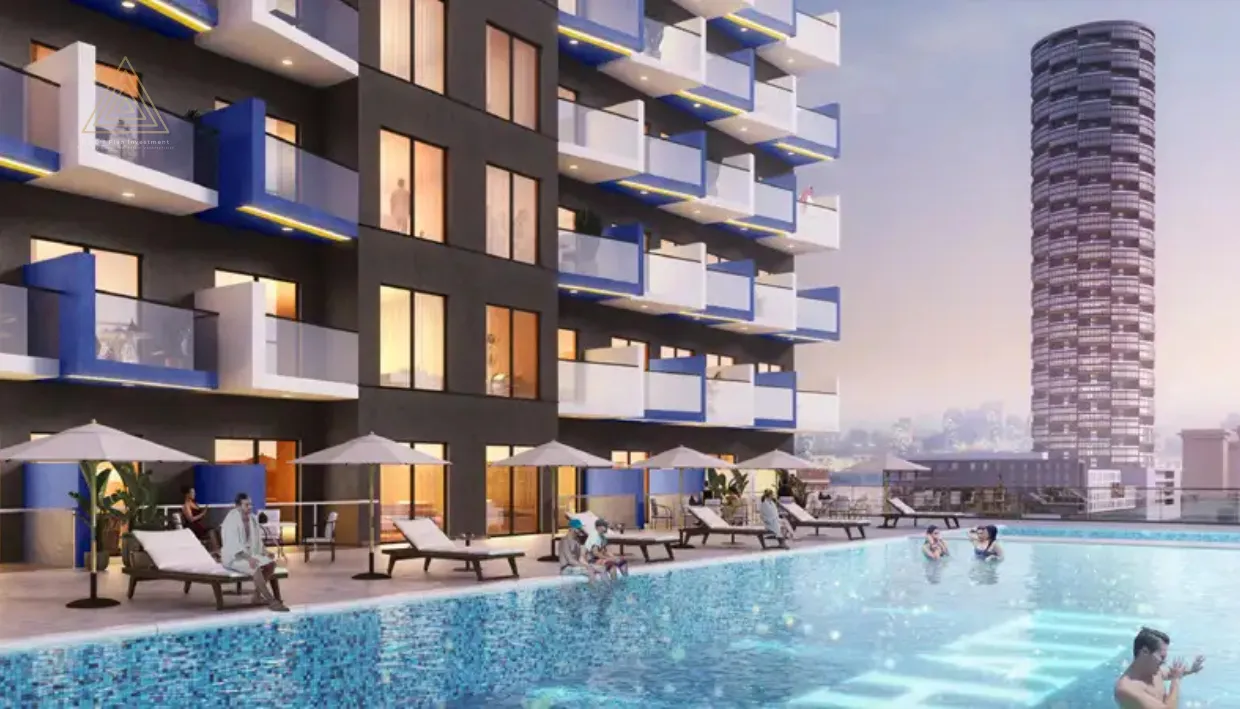 Binghatti Crest at JVC, Dubai by Binghatti Developersبن غاطي كريست في قرية جميرا الدائرية، دبي من شركة بن غاطي للتطوير العقاريswimming pool