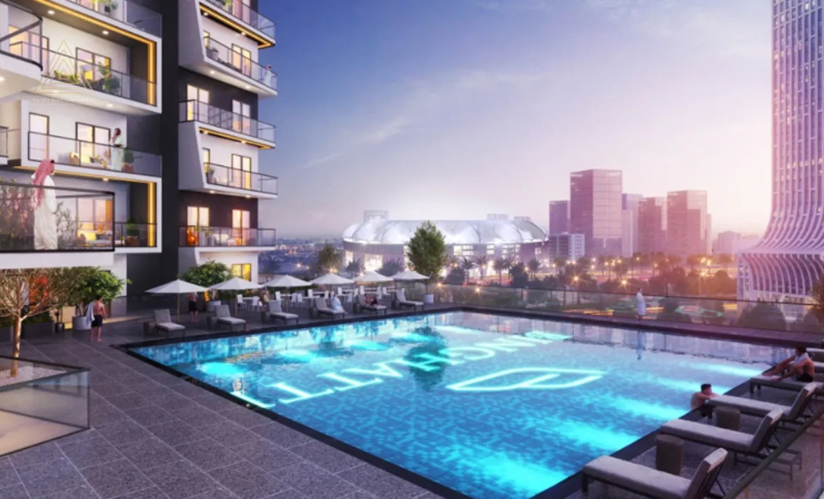 Binghatti Luna at Jumeirah Village Circle (JVC) by Binghatti Developersبن غاطي لونا في قرية جميرا سيركل (JVC) من بن غاطي للتطوير العقاريswimming pool