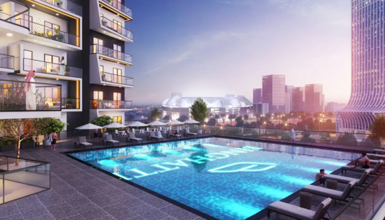 Binghatti Luna at Jumeirah Village Circle (JVC) by Binghatti Developersبن غاطي لونا في قرية جميرا سيركل (JVC) من بن غاطي للتطوير العقاريswimming pool