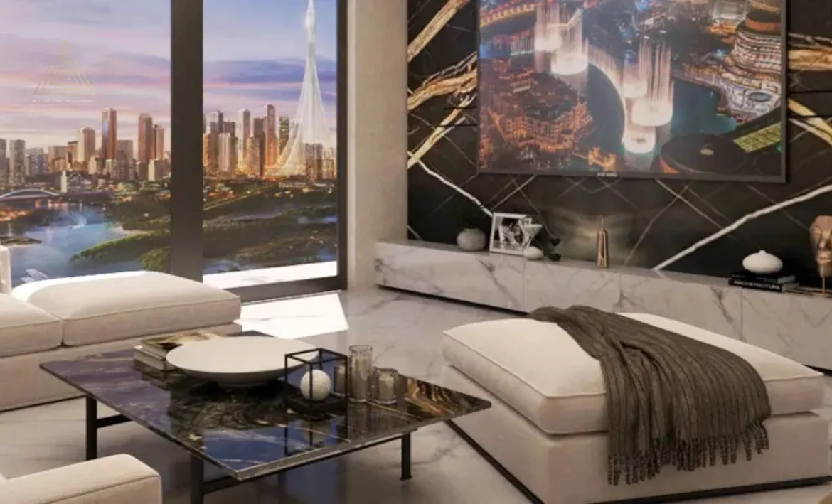 Binghatti Luna at Jumeirah Village Circle (JVC) by Binghatti Developersبن غاطي لونا في قرية جميرا سيركل (JVC) من بن غاطي للتطوير العقاريtv lounge