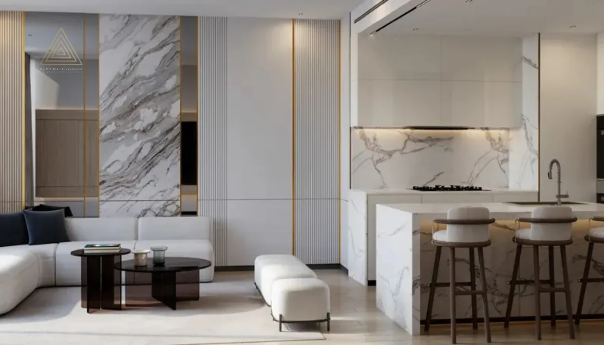 Binghatti phantom at JVC by Binghatti Developersبن غاطي فانتوم في قرية جميرا الدائرية من شركة بن غاطي للتطوير العقاريliving&dinning