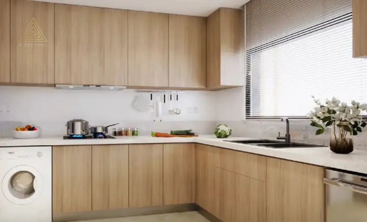 Perla Prime at Yas Island, Abu Dhabi by Reportage Propertiesبيرلا برايم في جزيرة ياس، أبو ظبي من ريبورتاج العقاريةkitchen